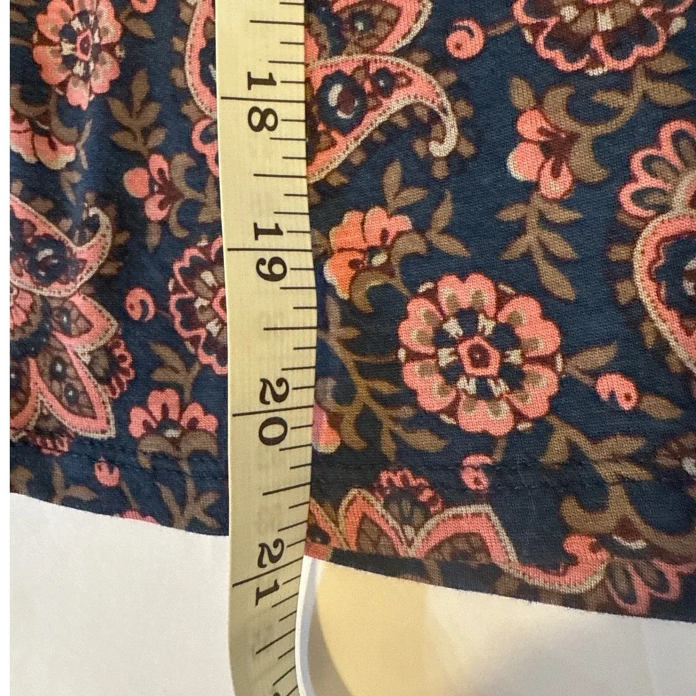 LOFT Womens Navy Pink Paisley Floral Ruffle Halter Keyhole Top Size M 440080